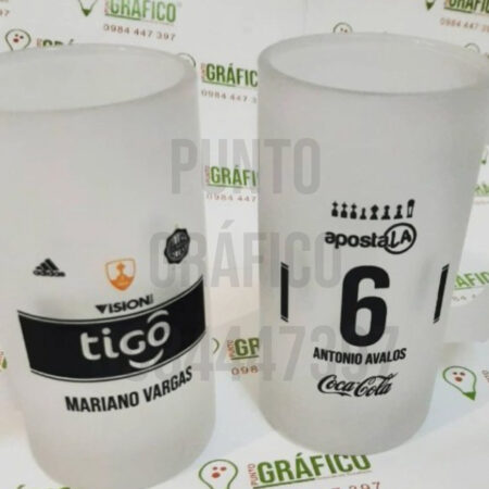 Chopera de vidrio arenada personalizado.